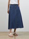 Denim edge cut flare long skirt indigo - RYUL+WAI: - BALAAN 1