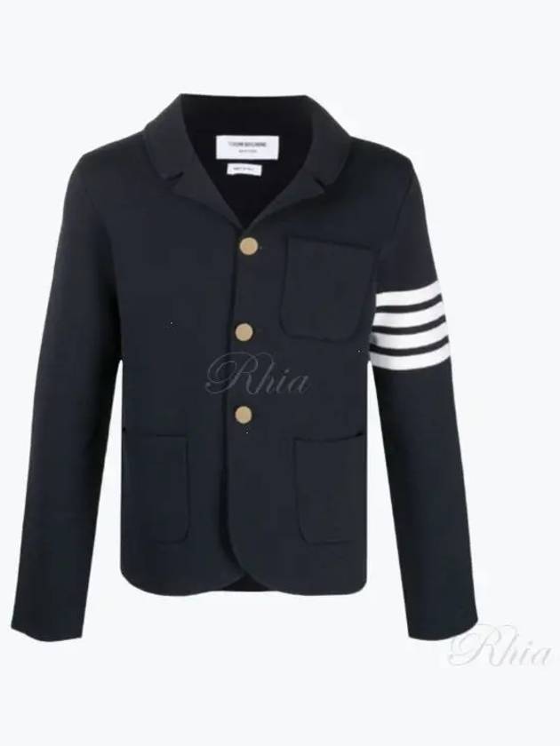 4 Bar Knit Blazer Jacket Navy - THOM BROWNE - BALAAN 2