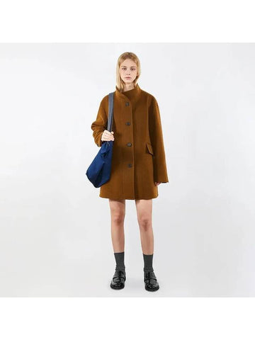 Oversized China Collar Half Coat Camel Brown - VOYONN - BALAAN 1