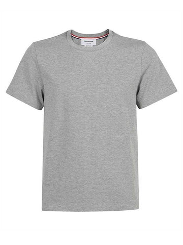 RWB Tipping Stripe Cotton Short Sleeve T-Shirt Grey - THOM BROWNE - BALAAN 1