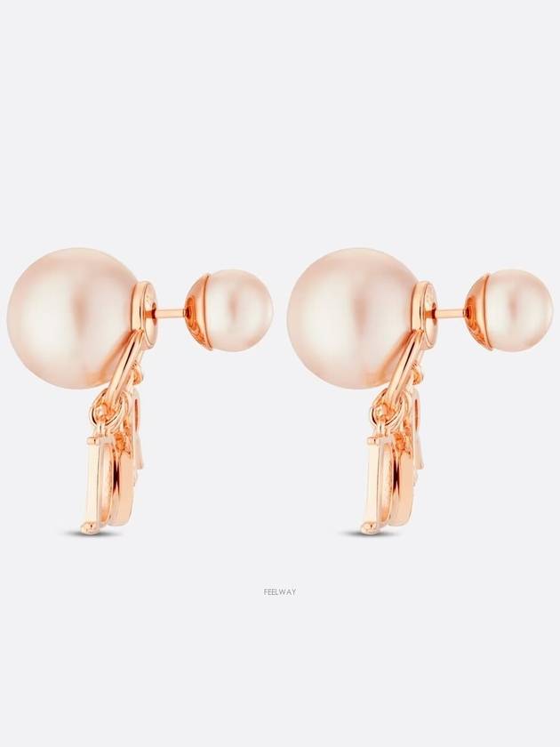 Tribales White Resin Pearls Crystals Earrings Rose Gold - DIOR - BALAAN 4