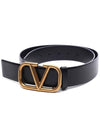 V Logo 40MM Leather Belt Black - VALENTINO - BALAAN 4