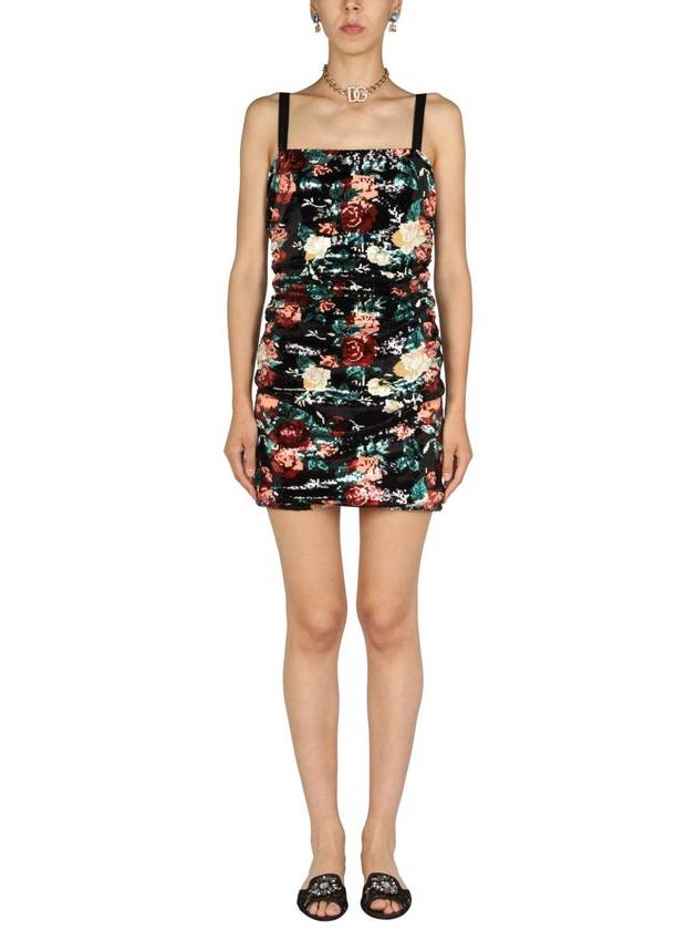 floral sleeveless short dress black - DOLCE&GABBANA - BALAAN 2