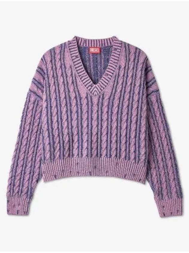 M-Oxia Two-Tone Cotton Chunky Knit Top Light Pink - DIESEL - BALAAN 2