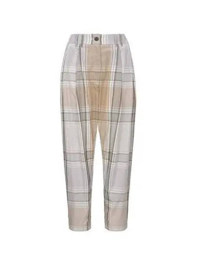 Women s High Waist Check Linen Pants Multi BAG SNW 254 - STUDIO NICHOLSON - BALAAN 1