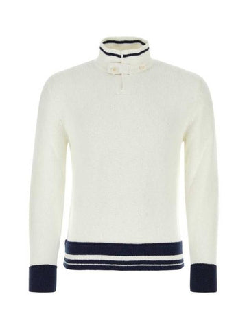 Collar Striped Anorak Knit Top White - LORO PIANA - BALAAN 1