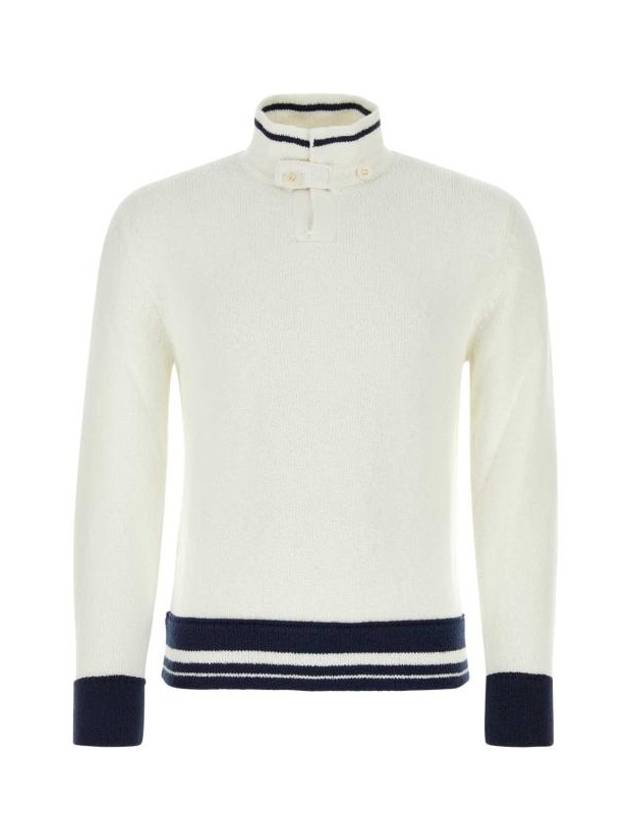 Collar Striped Anorak Knit Top White - LORO PIANA - BALAAN 1