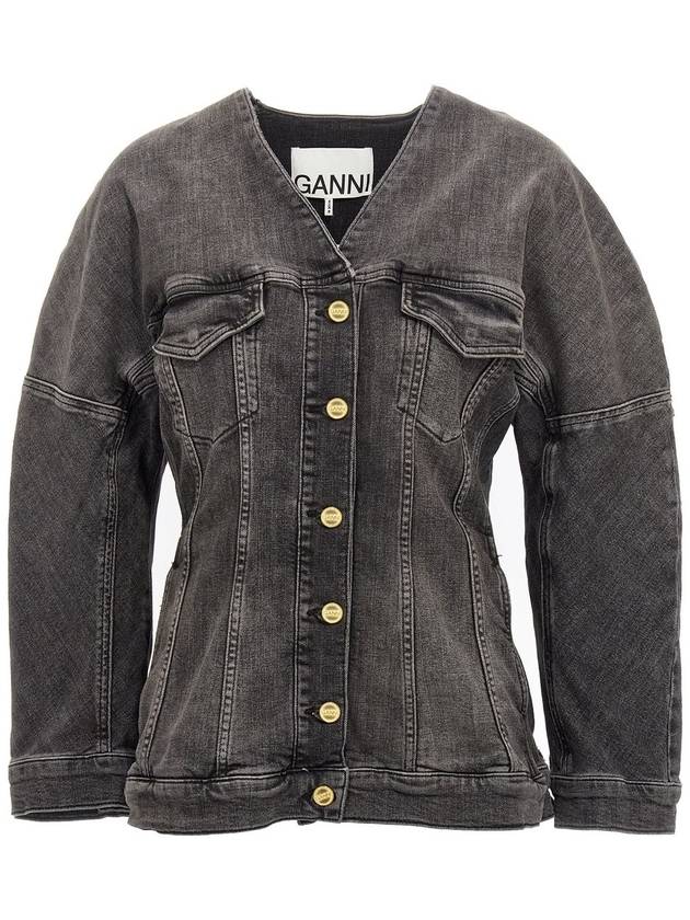 Tint Edge Denim Jacket Washed Black - GANNI - BALAAN 2