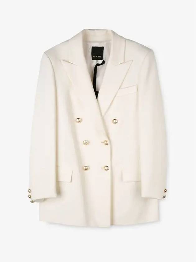 Women's Double Breasted White Jacket 1G158S1739Z00 WHITE - PINKO - BALAAN 4