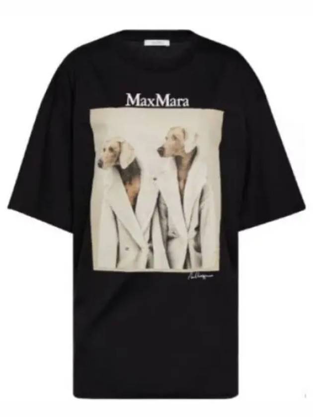 Women's Tacco Print Logo Cotton Short Sleeve T-Shirt Black - MAX MARA - BALAAN 2