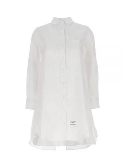 Solid Poplin Pleated Back Shirt Mini Dress White - THOM BROWNE - BALAAN 2