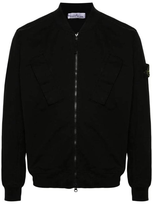 Compass Badge Bomber Jacket Black - STONE ISLAND - BALAAN 1