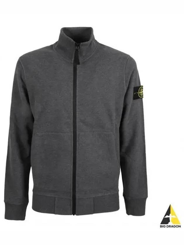 Garment Dyed Cotton Fleece Zip Up Jacket Dark Grey - STONE ISLAND - BALAAN 2