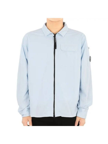 Gabardine Zip Up Long Sleeve Shirt Blue - CP COMPANY - BALAAN 1