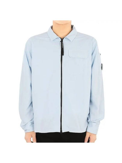 Gabardine Zip Up Long Sleeve Shirt Blue - CP COMPANY - BALAAN 2