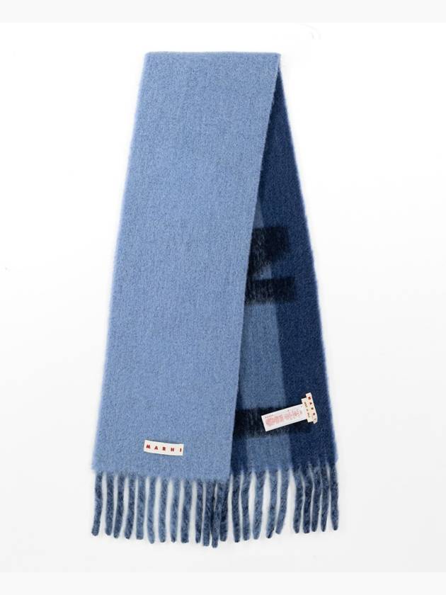 Logo Alpaca Mohair Scarf Blue - MARNI - BALAAN 2