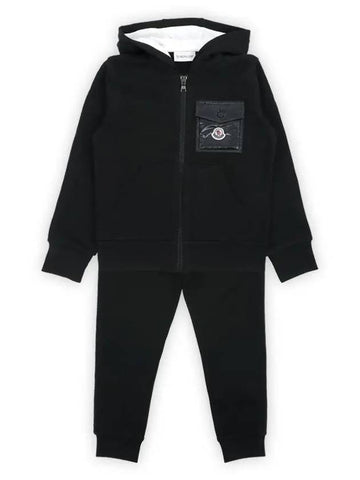 Kids Waffen Pocket Hooded Zip Up Pants Set Black 8M00006 899PS 999 8 10A - MONCLER - BALAAN 1