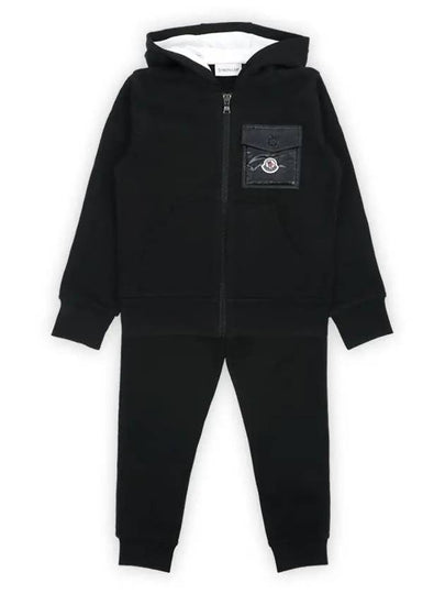 Kids Waffen Pocket Hooded Zip Up Pants Set Black 8M00006 899PS 999 8 10A - MONCLER - BALAAN 2