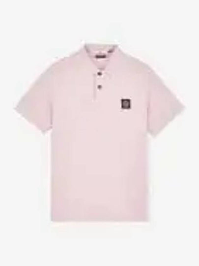 Stretch Cotton Pique Short Sleeve Polo Shirt Pink - STONE ISLAND - BALAAN 2