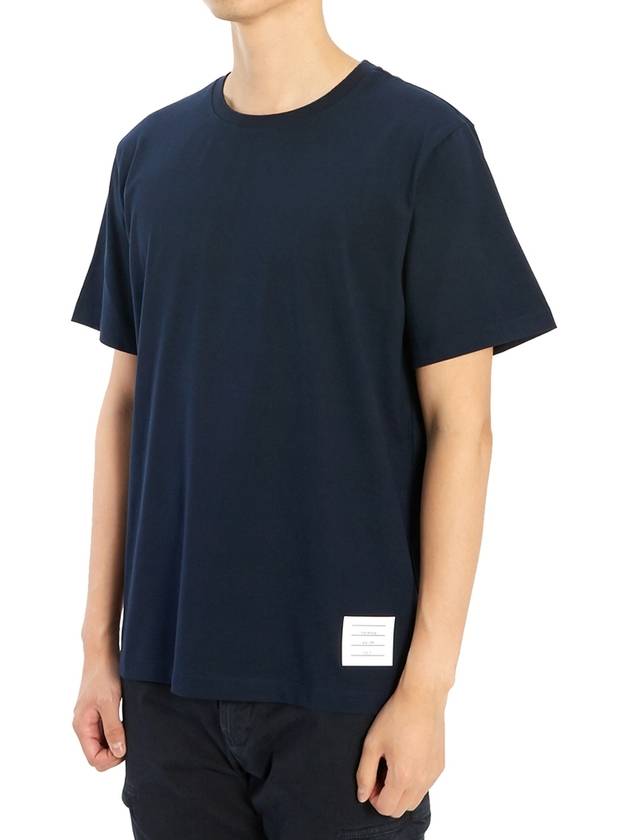 Men's Side Slit Relaxed Short Sleeve T-Shirt Navy - THOM BROWNE - BALAAN 3