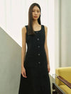 JANE U neck Sleeveless Tweed dress black - AME - BALAAN 3