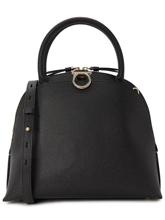 Gancini Leather Tote Bag Black - SALVATORE FERRAGAMO - BALAAN 2