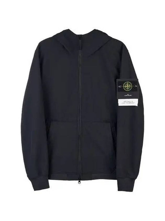 Men's Wappen Patch Softshell Zip Up Hoodie Navy - STONE ISLAND - BALAAN 2