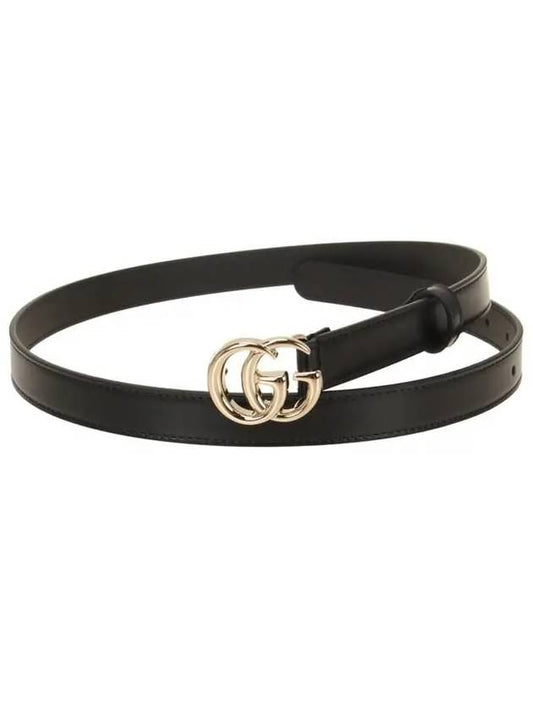 GG Marmont Thin Leather Belt Black - GUCCI - BALAAN 2