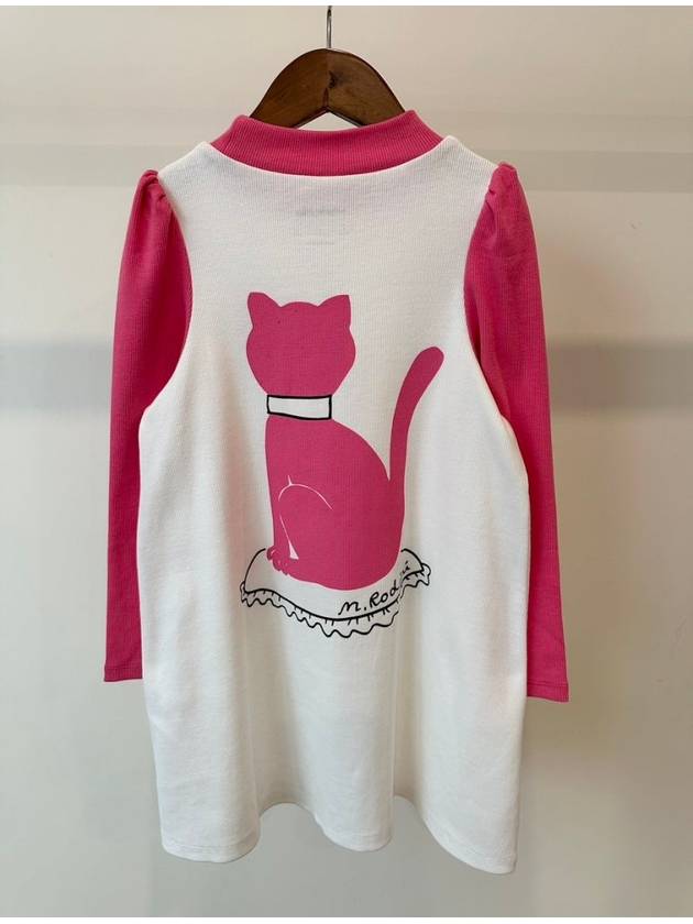 Cat Long Sleeve One Piece 2475010710 White Pink Girls 104 110 3 5Y 116 122 5 7Y 128 134 7 9Y - MINI RODINI - BALAAN 3