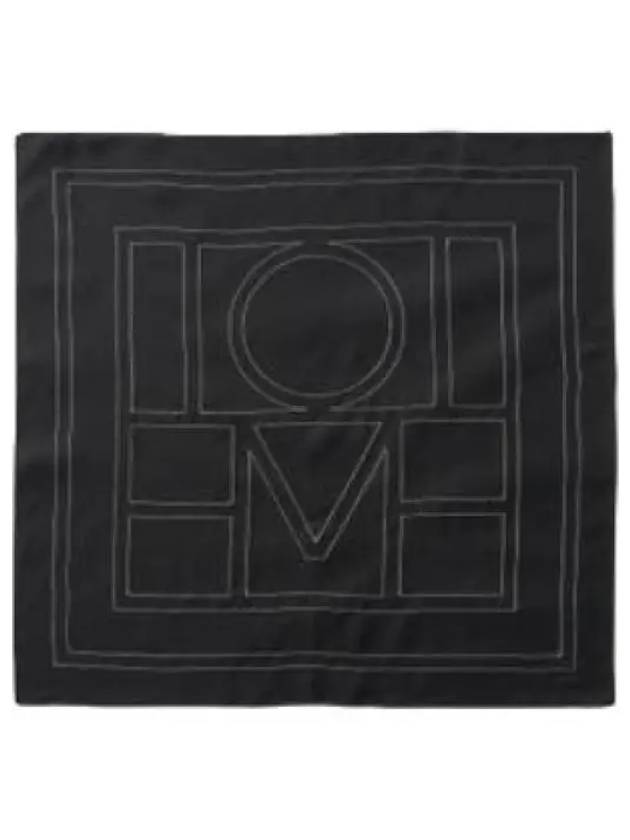 Embroidered Monogram Silk Scarf Black - TOTEME - BALAAN 1