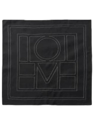 Embroidered Monogram Silk Scarf Black - TOTEME - BALAAN 1