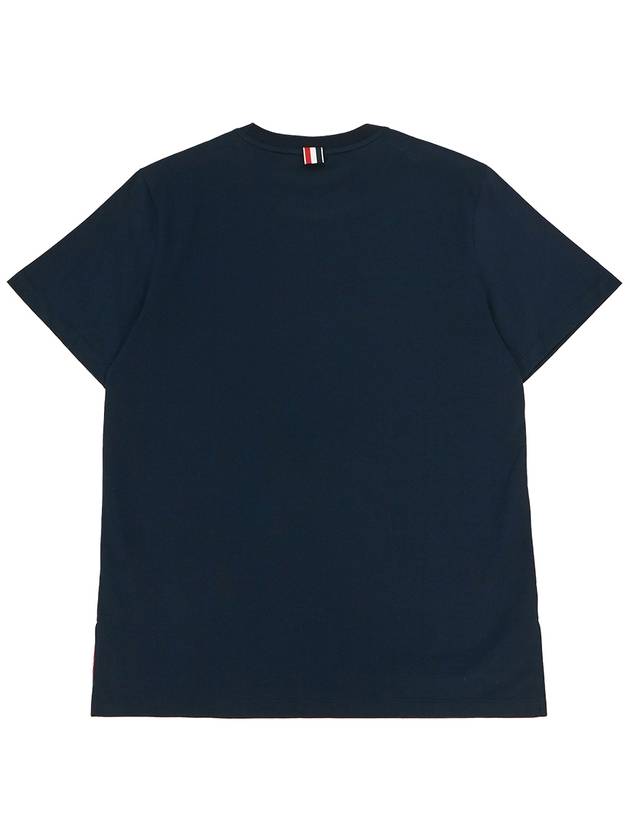 Men's Side Slit Relaxed Short Sleeve T-Shirt Navy - THOM BROWNE - BALAAN 3