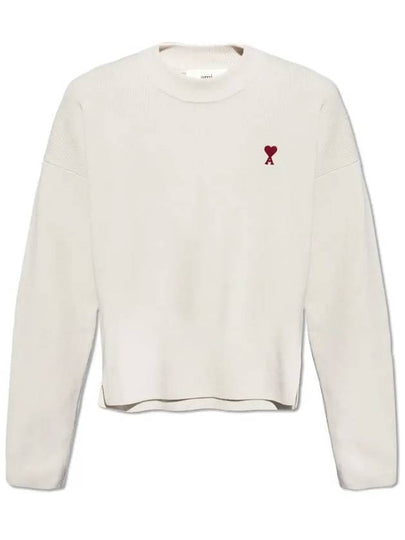 Red ADC Chain Stitch Heart Logo Knit Top Ivory - AMI - BALAAN 2