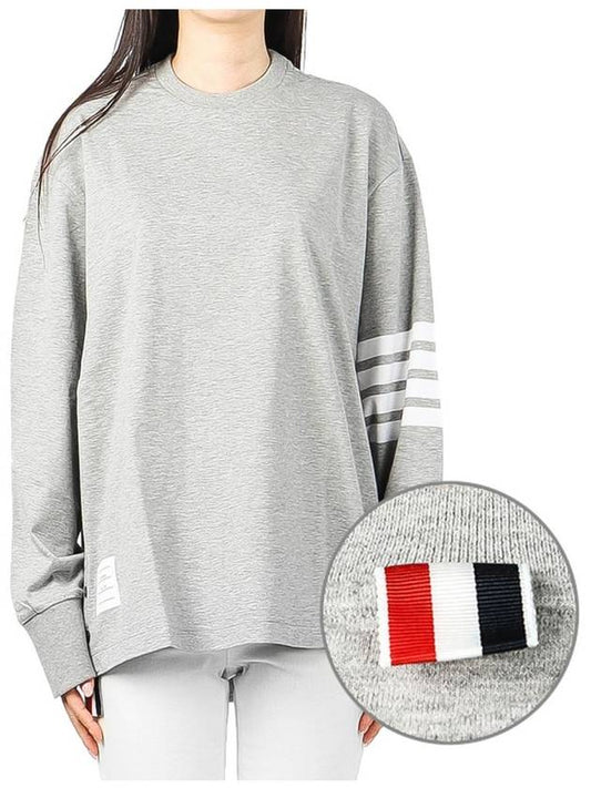 Engineered 4 Bar Medium Weight Jersey Oversized Long Sleeved T-Shirt Light Grey - THOM BROWNE - BALAAN 2