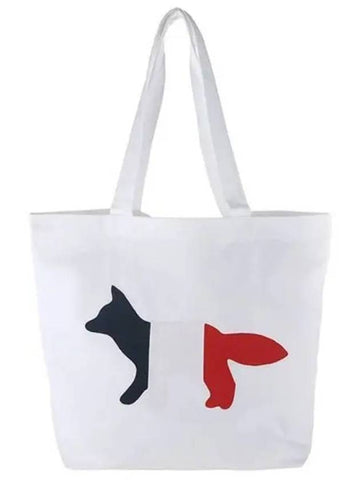 AU05101WW0007 WH Tricolor Fox Printing Tote Bag White TTA 270368 - MAISON KITSUNE - BALAAN 1