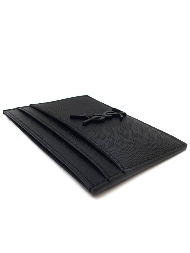 Monogram Caviar Leather Card Wallet Black - SAINT LAURENT - BALAAN 5