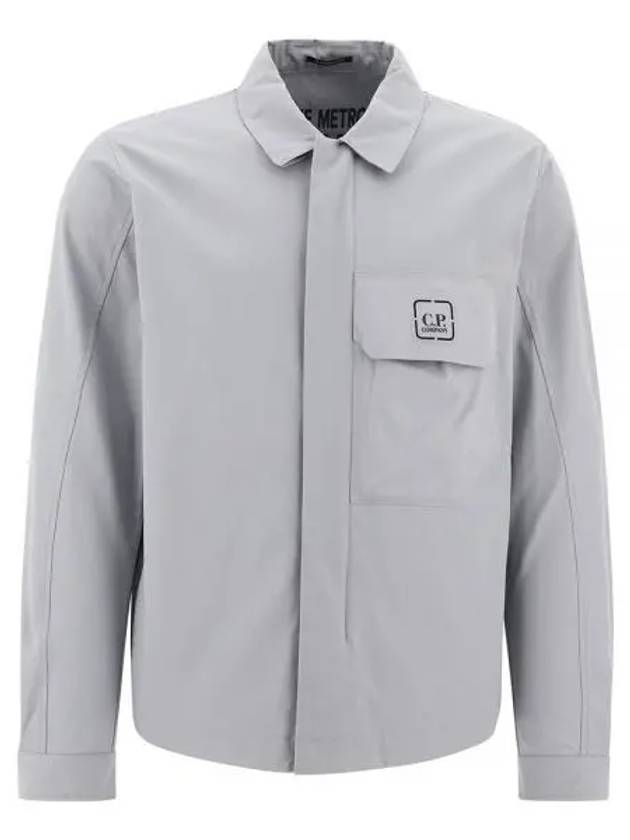 Metropolis Logo Patch Shirt Zip Up Jacket Grey - CP COMPANY - BALAAN 2