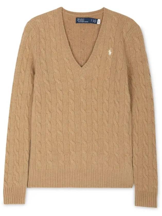 Kimberly Embroidered Logo Pony Cable Knit Top Beige - POLO RALPH LAUREN - BALAAN 4