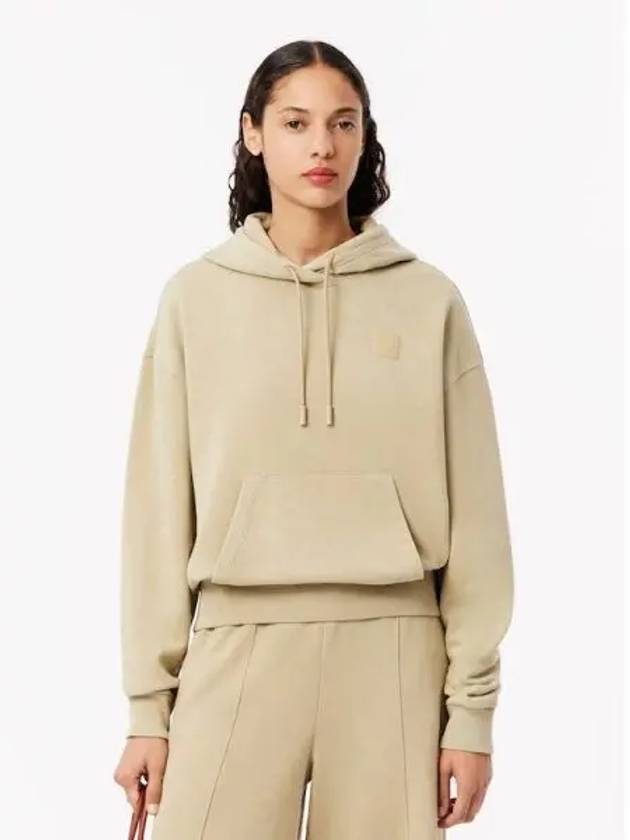 Oversized Washed Effect Hoodie Beige - LACOSTE - BALAAN 2