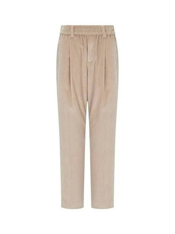 Women s One Tuck Corduroy Banding Pants Beige 271097 - BRUNELLO CUCINELLI - BALAAN 1