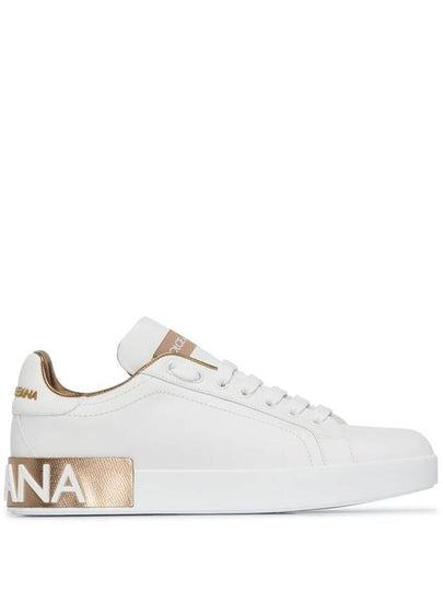 Metallic Logo Low Top Sneakers White - DOLCE&GABBANA - BALAAN 2