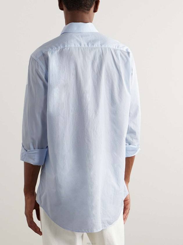 Andrew Cotton Long Sleeve Shirt Azure - LORO PIANA - BALAAN 3