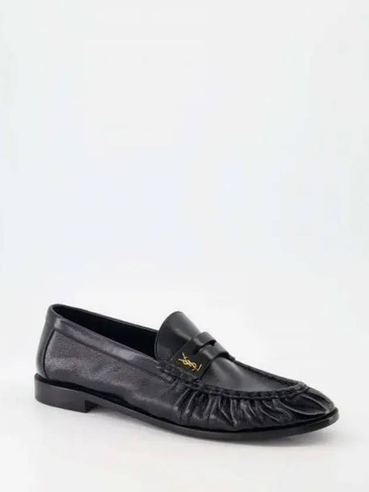 Le Signature Cassandre Logo Plaque Lamb Skin Loafer Black - SAINT LAURENT - BALAAN 2