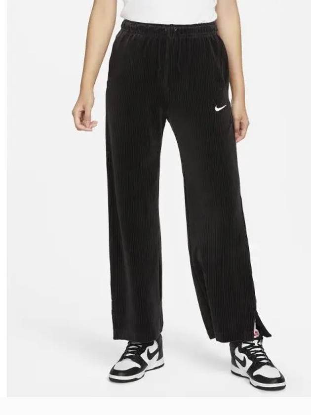 Sportswear Velour Wide Leg Track Pants Black - NIKE - BALAAN 2