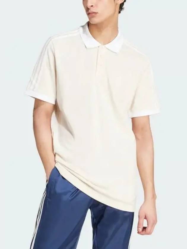 3 Stripe Cotton Polo Shirt Wonder White - ADIDAS - BALAAN 2