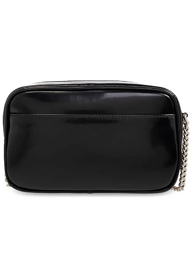 Mini Lou in Shiny Canvas Cross Bag Black - SAINT LAURENT - BALAAN 3