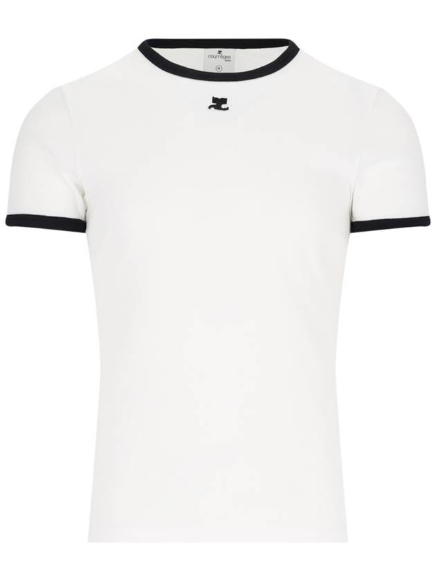 Logo contrast short sleeve t shirt white - COURREGES - BALAAN 1