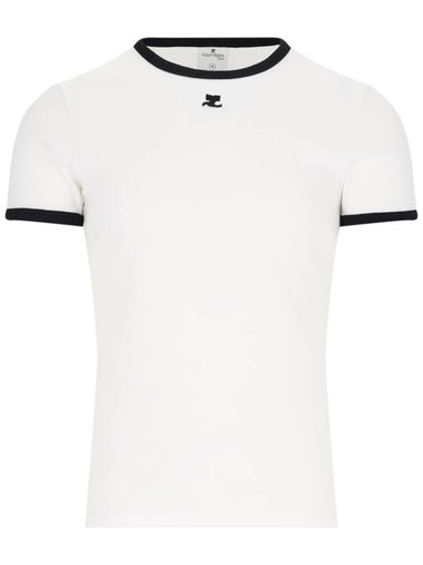 Logo contrast short sleeve t shirt white - COURREGES - BALAAN 1