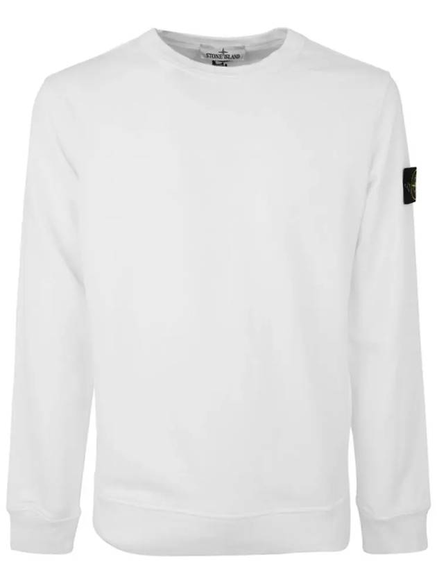 Brushed Cotton Fleece Garment Dyed Crewneck Sweatshirt White - STONE ISLAND - BALAAN 2