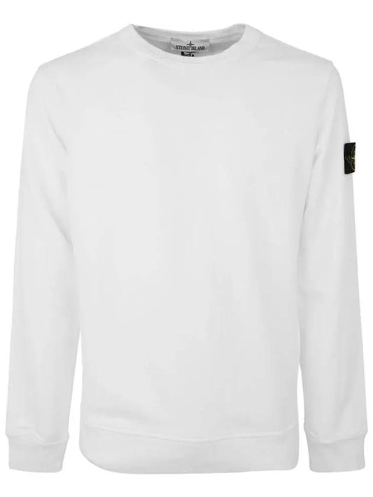 Brushed Cotton Fleece Garment Dyed Crewneck Sweatshirt White - STONE ISLAND - BALAAN 2